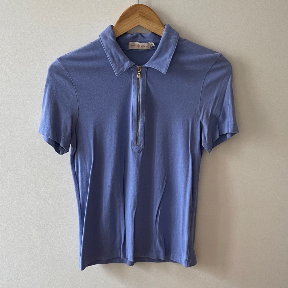 Tory Burch Periwinkle Zip Polo Shirt